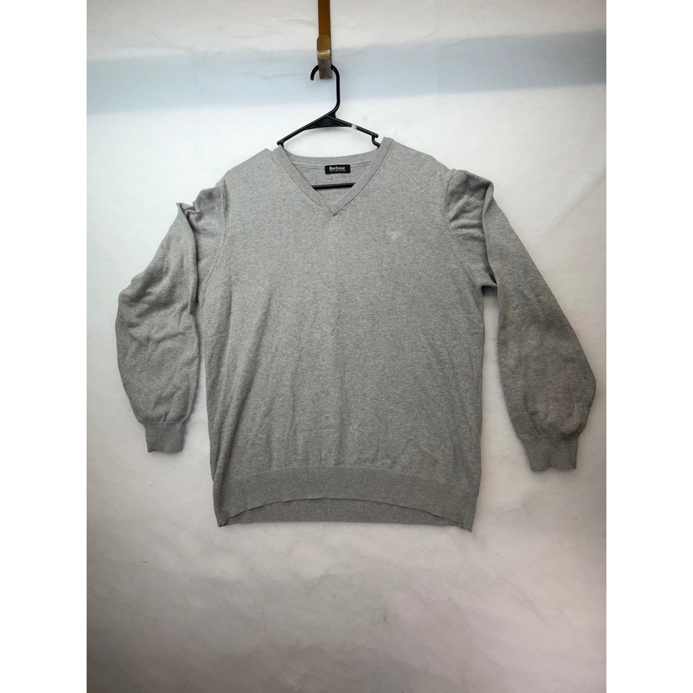 Barbour Kelso V Neck Sweater Mens Medium Grey Marl Pima Cotton MKN0325GY51